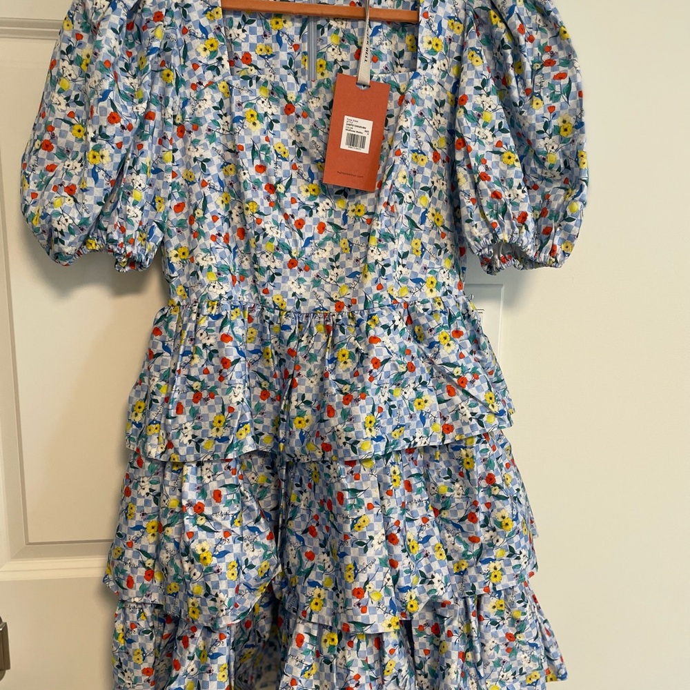 HUNTER BELL Blue Floral Tiered Dress